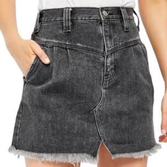 Free People Sidecar Denim Mini Skirt - Picture 1 of 6